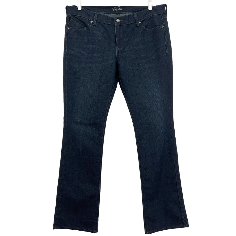 The Diva Women's Denim Jeans Size 14 Long Boot-Cut Mid Rise Stretch Navy